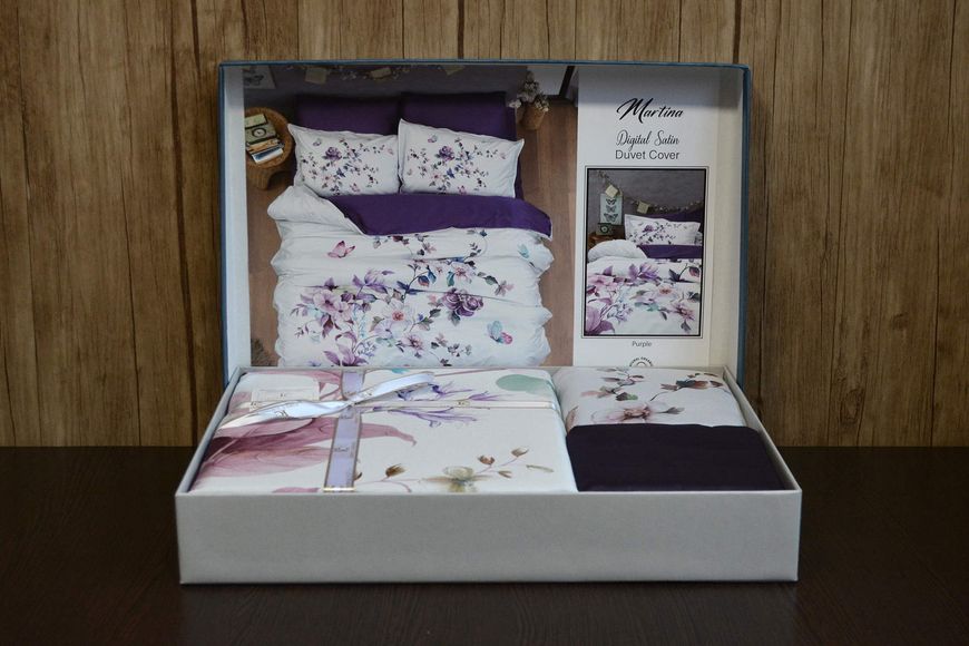 Постільна білизна євро First Choice 3D Satin Martina Purple 15003-К фото