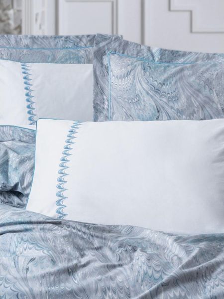 Постільна білизна євро розмір Cotton Box Elite Satin Stilla Mavi 31659-К фото