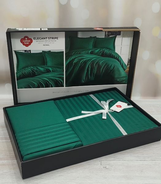 Постельное белье Cotton Box Elegant Satin Stripe евро Petrol петроль 1002938 фото
