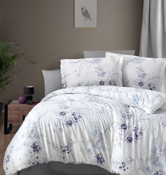 Постільна білизна First Choice Cotton Satin євро Leena Lilac 21217-К фото