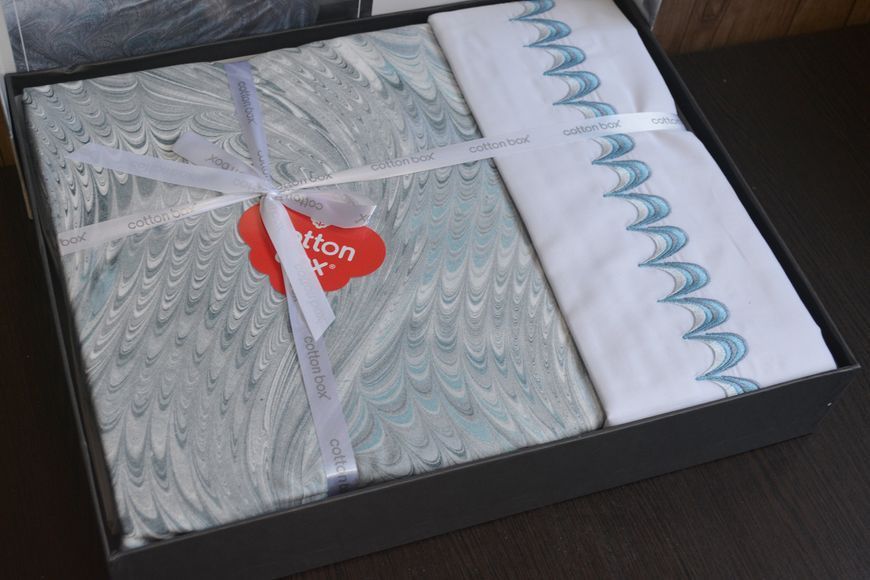 Постільна білизна євро розмір Cotton Box Elite Satin Stilla Mavi 31659-К фото