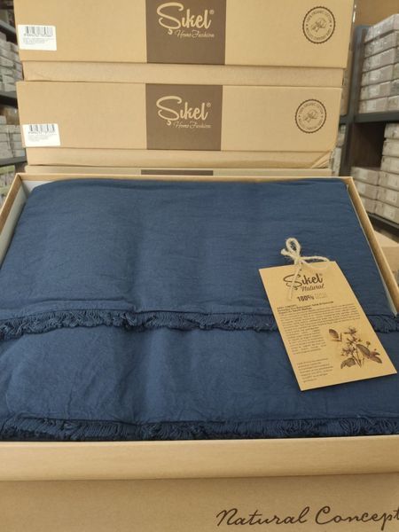 Постільна білизна Sikel Soho Firfirli варена бавовна євро Lacivert 40637-К фото