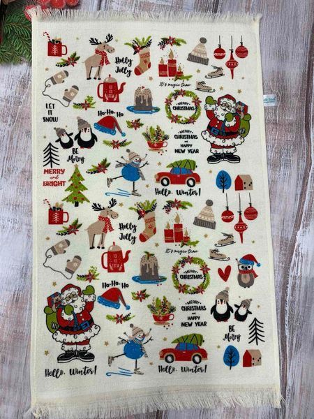 Набір 12шт.новорічних рушників Merry Christmas 40х60см 1001114 фото