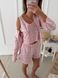 Домашній костюм-піжама Кофта + Топ + Шорти Лео пудра S/M 253p фото 3