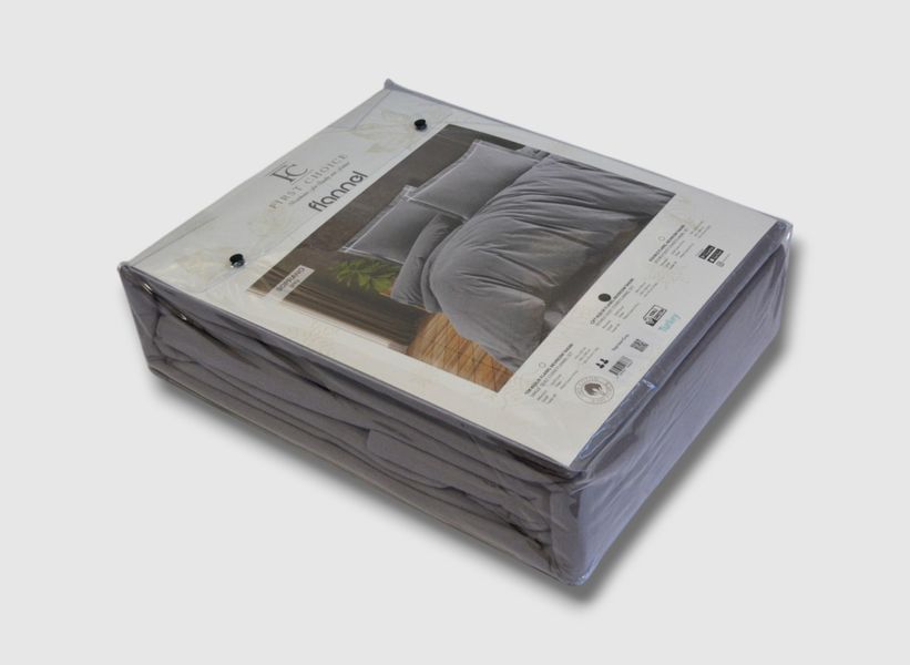 Фланелева постільна білизна First Choice Flanel євро Soprano Grey 40708-К фото