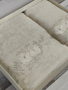 Подарочный набор полотенец Pupilla Cristina bej 100% Хлопок 4899 фото