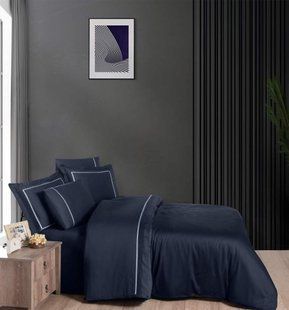 Постільна білизна First Choice V.I.P Satin Moonlight євро Pierre Navy Blue 21616-К фото