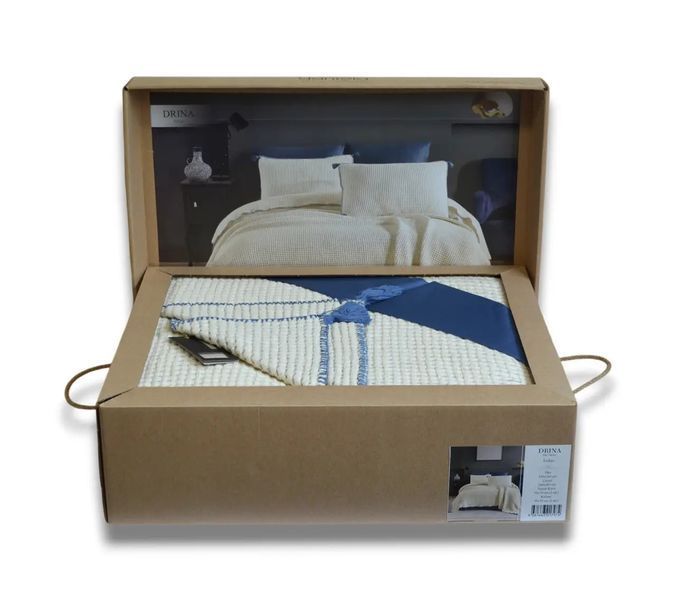 Постільна білизна з покривалом Dantela Satin 240 x 260 см Drina Indigo 41459-К фото