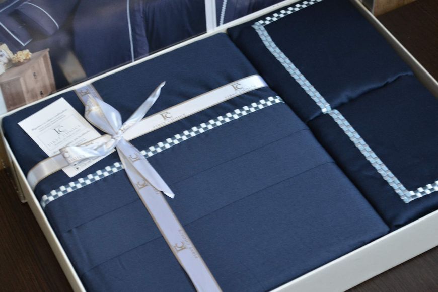 Постільна білизна First Choice V.I.P Satin Moonlight євро Pierre Navy Blue 21616-К фото