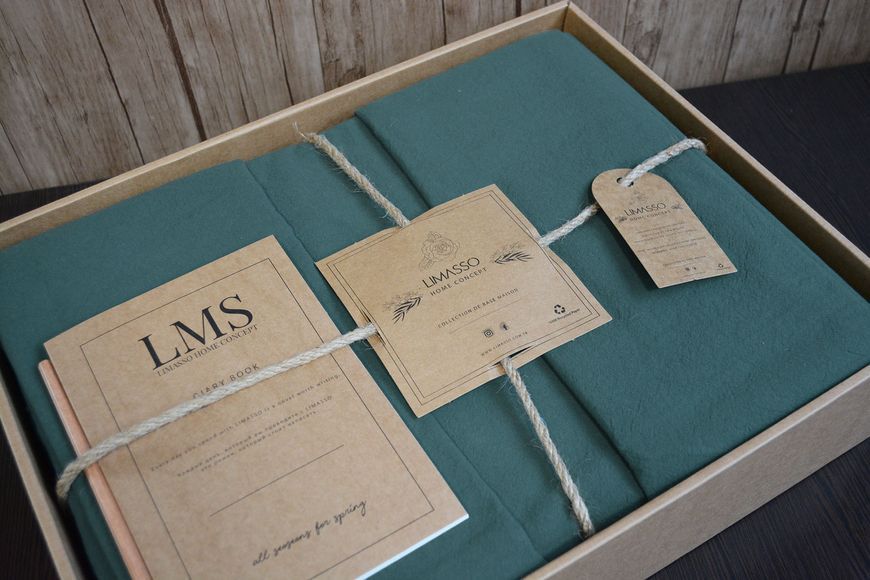 Постільна білизна Limasso Stonewashed Ranforse полуторний Dark Green 21459-К фото