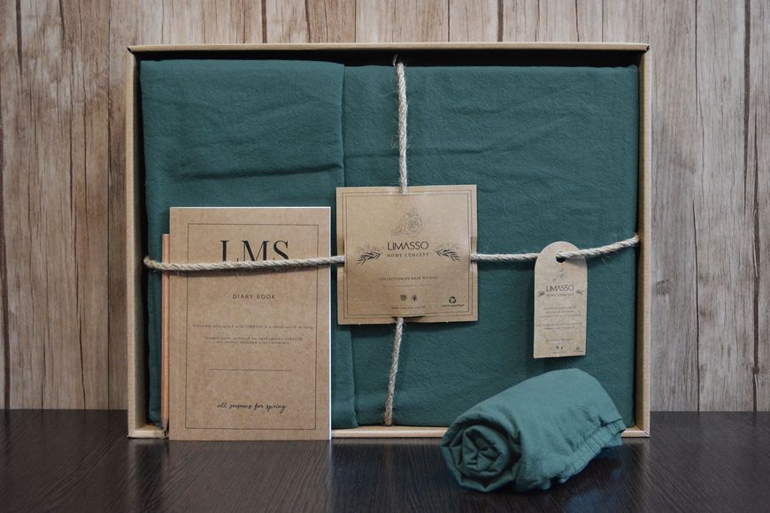 Постільна білизна Limasso Stonewashed Ranforse полуторний Dark Green 21459-К фото