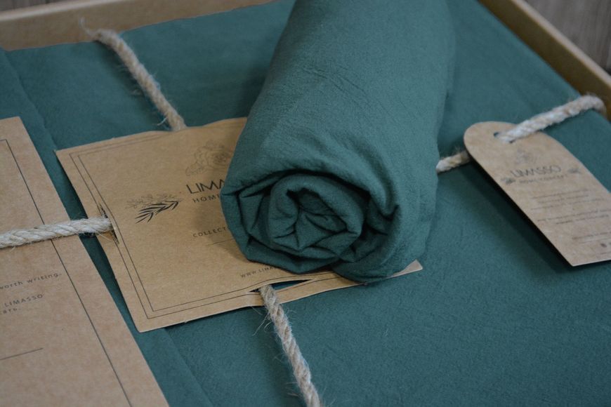 Постільна білизна Limasso Stonewashed Ranforse полуторний Dark Green 21459-К фото