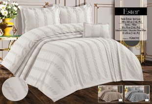 Жаккардове покривало з наволочками Ester Cream 240 x 260 см 34209-К фото