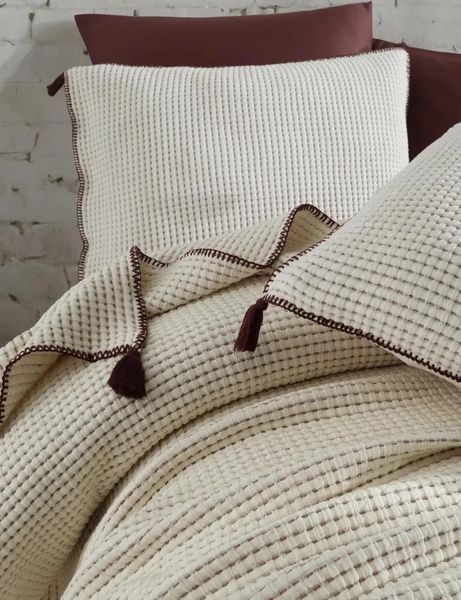 Постільна білизна з покривалом Dantela Satin 240 x 260 см Drina Bordo 41460-К фото