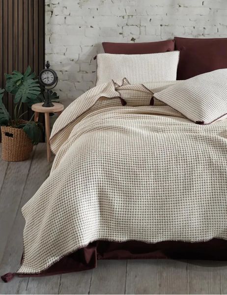 Постільна білизна з покривалом Dantela Satin 240 x 260 см Drina Bordo 41460-К фото