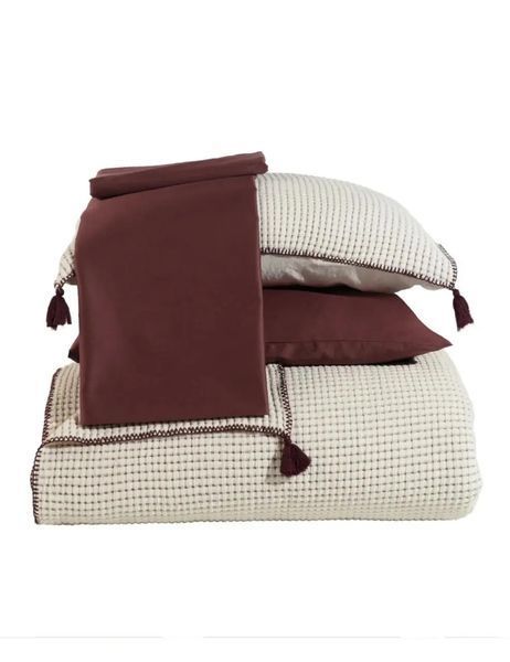 Постільна білизна з покривалом Dantela Satin 240 x 260 см Drina Bordo 41460-К фото