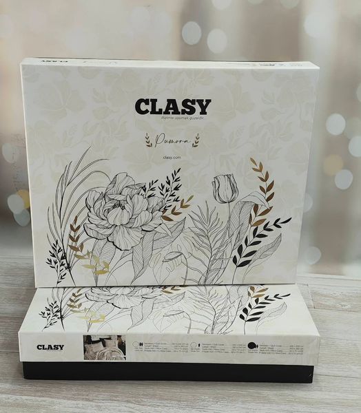 Постільна білизна Clasy Veneta бавовна 100% євро кремовий з коричневим 1011123 фото