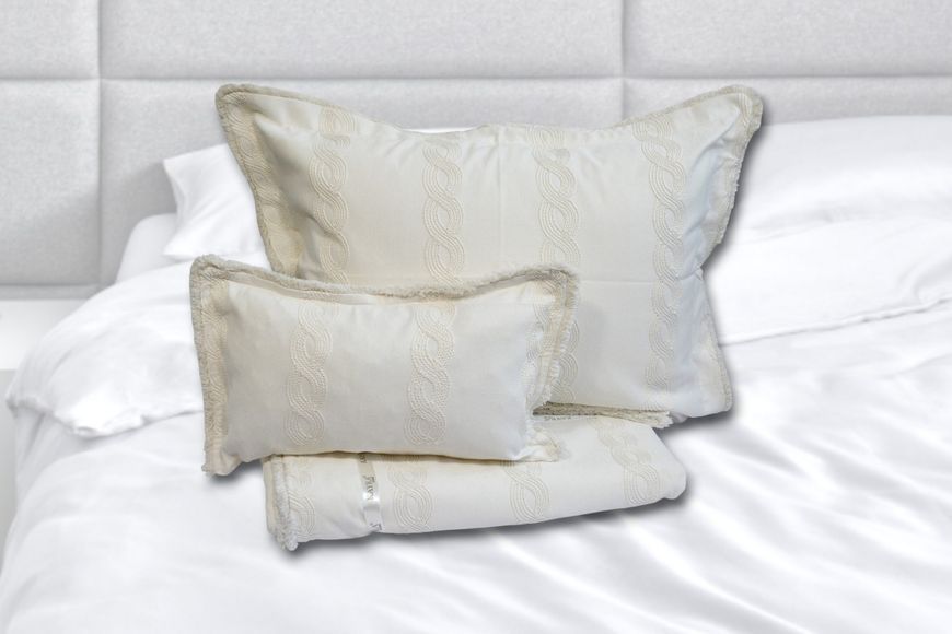 Жаккардовое покрывало с наволочками Ester Cream 240 x 260 см 34209-К фото