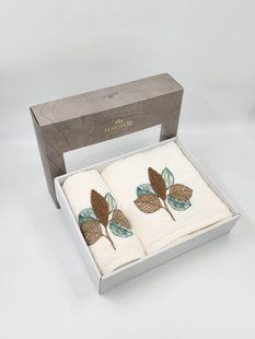 Подарунковий набір рушників Maribor 2 шт Leaf Beyaz 30434-W фото