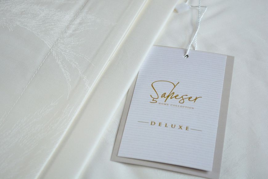 Постільна білизна Saheser Delux Jacquard Satin євро розмір Hazel Krem 41674-К фото