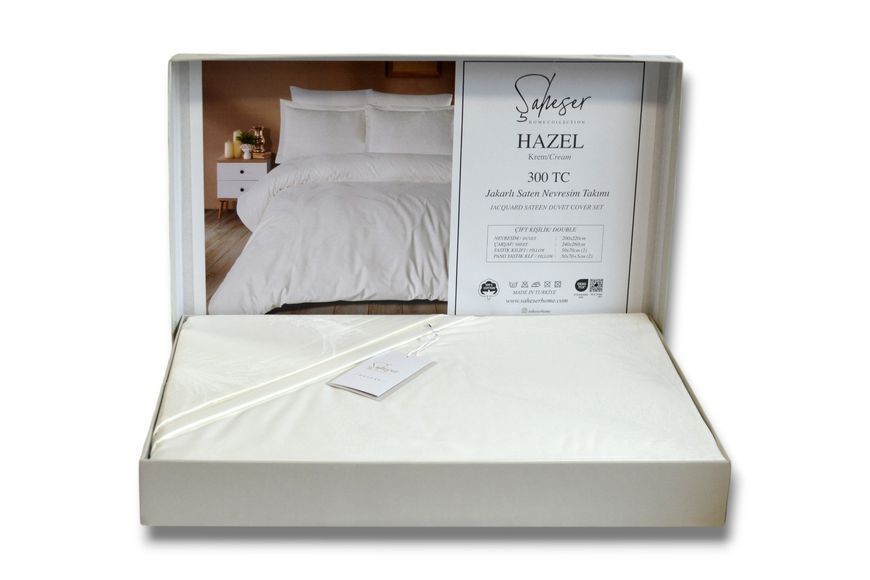 Постільна білизна Saheser Delux Jacquard Satin євро розмір Hazel Krem 41674-К фото