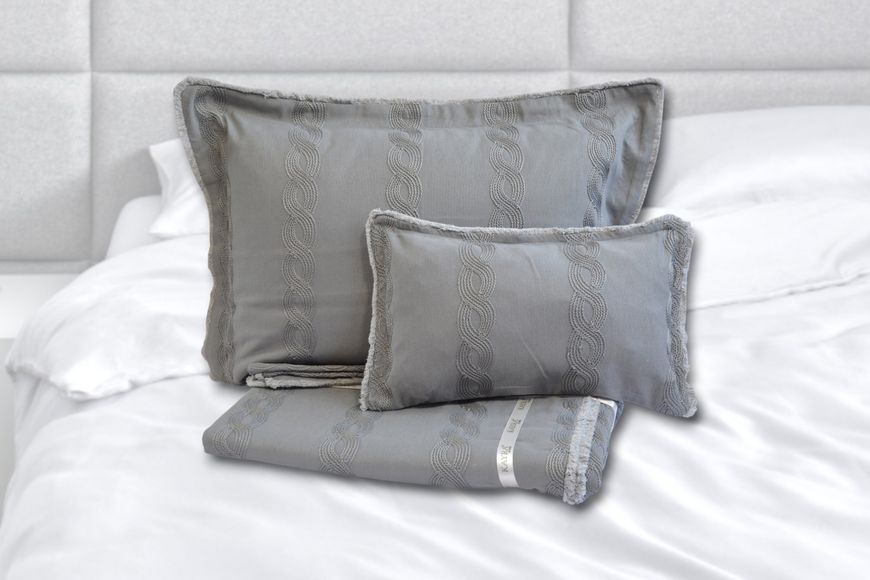 Жаккардовое покрывало с наволочками Ester Grey 240 x 260 см 34210-К фото