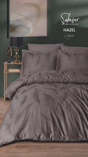 Постільна білизна Saheser Delux Jacquard Satin євро розмір Hazel Vizon 41673-К фото