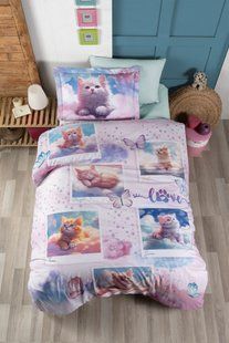 Постільна білизна First Choice Exclusive Digital Ранфорс 3D полуторний Cute Cats 21618-К фото