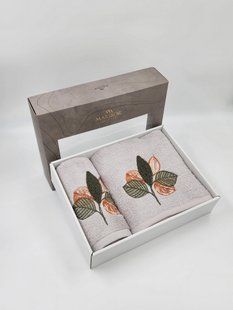 Подарунковий набір рушників Maribor 2 шт Leaf Gri 30434-G фото