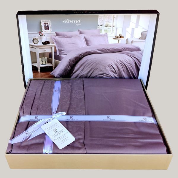 Постельное белье First Choice Jacquard Satin евро Athena Lilac 21130-К фото