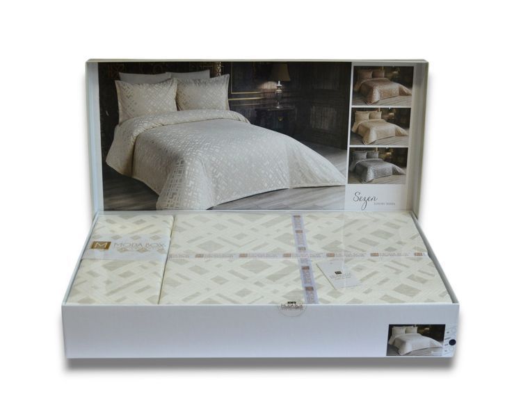 Покривало з наволочками Modabox 240 x 260 см Sezen Krem 34347-К фото