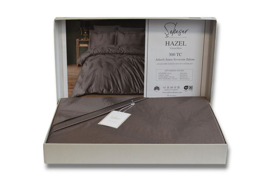 Постільна білизна Saheser Delux Jacquard Satin євро розмір Hazel Vizon 41673-К фото