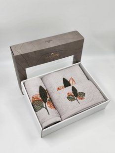Подарунковий набір рушників Maribor 3 шт Leaf Gri 30419-G фото