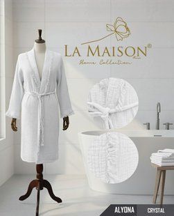 Женский муслиновый халат La Maison Alyona Crystal белый 50011-К фото