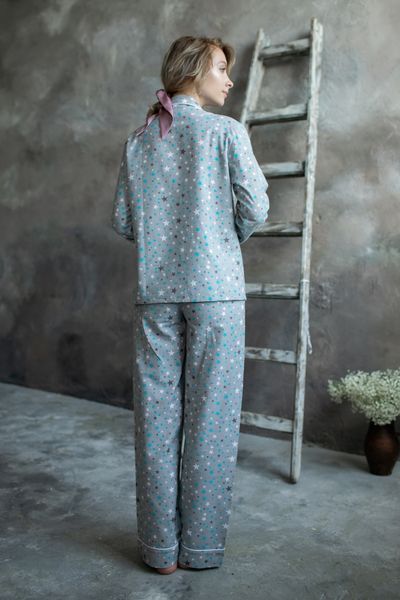Піжамний фланелевий костюм з брюками Blue Stars (XS) FL0010-58-69 фото