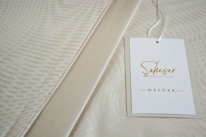 Постільна білизна Saheser Delux Jacquard Satin євро розмір Robin Bej 41675-К фото