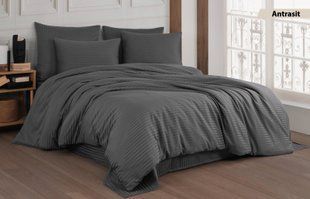 Постельное белье Cotton Shine Stripe Satin полуторный Antrasit 41134-К фото