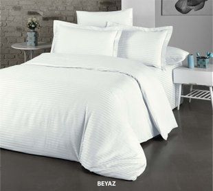Постельное белье Cotton Shine Stripe Satin полуторный Beyaz 41131-К фото