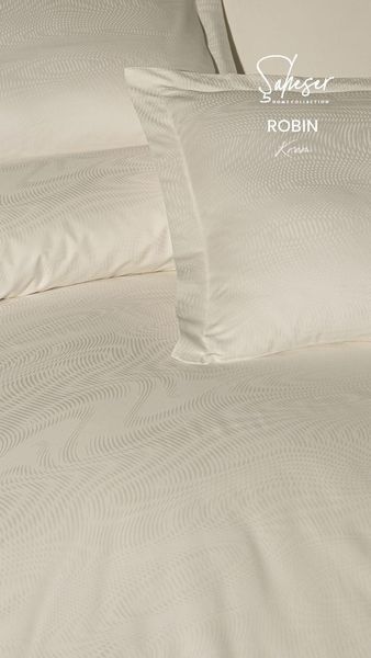 Постільна білизна Saheser Delux Jacquard Satin євро розмір Robin Krem 41676-К фото