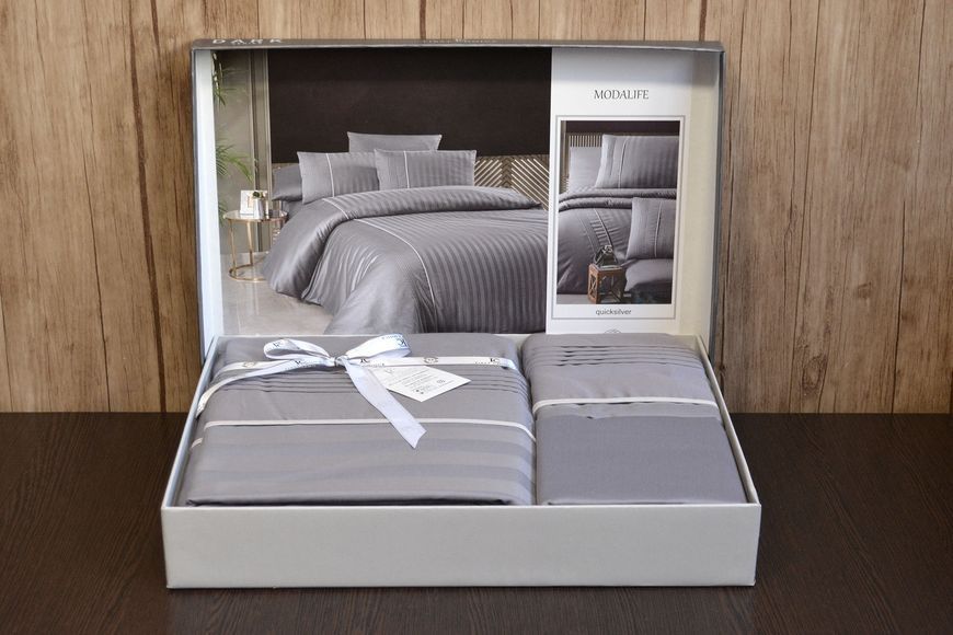 Постільна білизна First Choice Deluxe Satin євро Modalife Quicksilver 21174-К фото