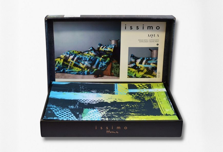 Комплект постільної білизни Issimo Digital Satin Aqua полуторний 41097-К фото