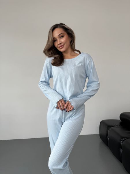 Домашній костюм Кофта + Штани, блакитний S/M 195b фото