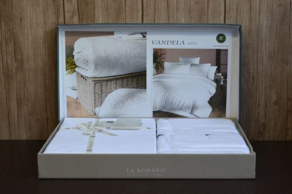 Постільна білизна євро розмір La Romano Premium Satin Vandela White 20045-К фото