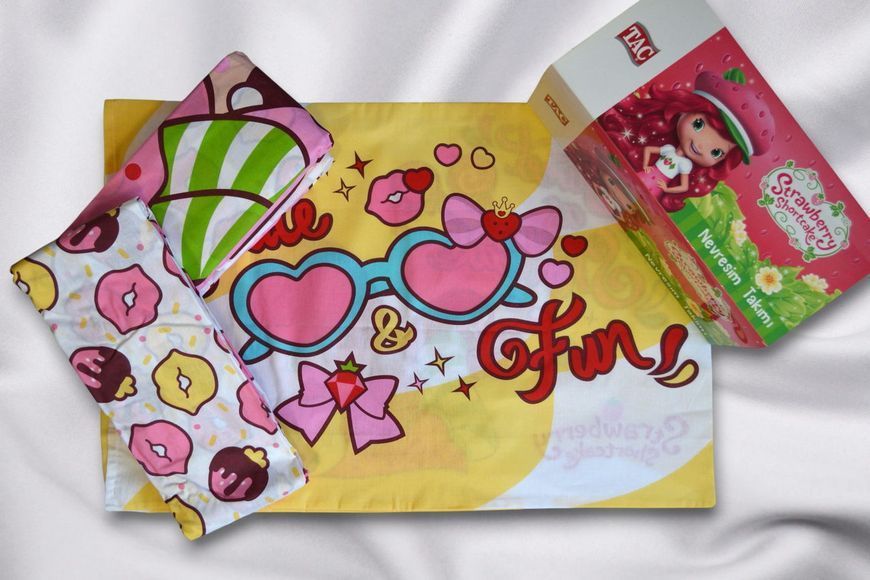 Подростковое постельное белье TAC Disney полуторный ранфорс Strawberry Shortcake Cute 41208-К фото