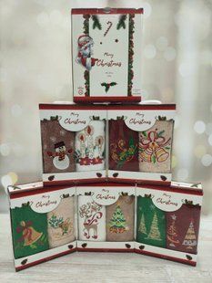 Подарунковий набір новорічних рушників 30х50см Merry Christmas 2шт 10012111 фото