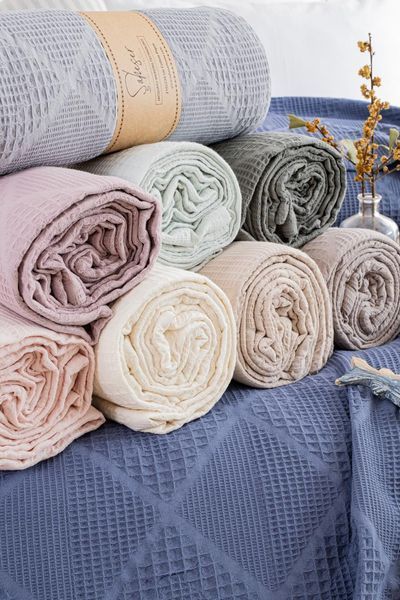 Вафельне простирадло-покривало Saheser Cotton Piquel 160&times;230 см. Lavin K.Bej 34443-K.Bej фото