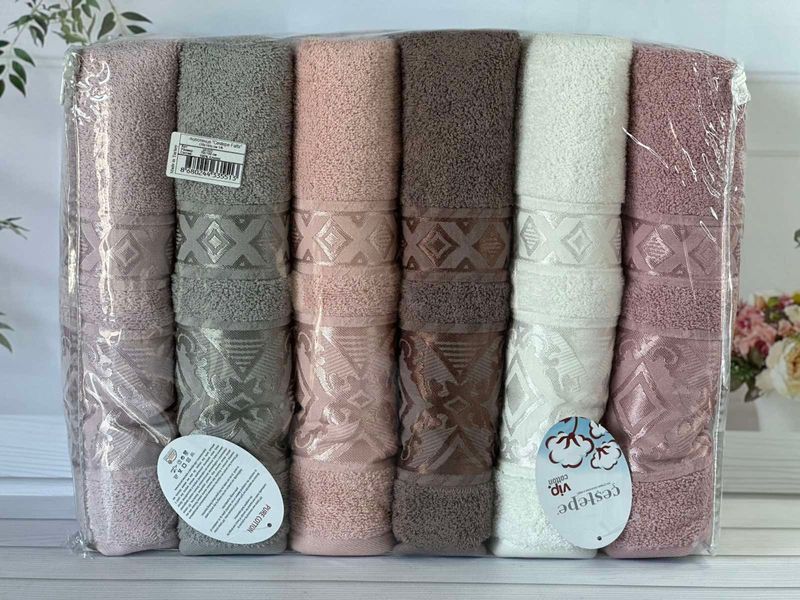 Набор махровых полотенец Cestepe MicroCotton Premium Falfa 50х90 см лицевые 6 шт. 6176 фото