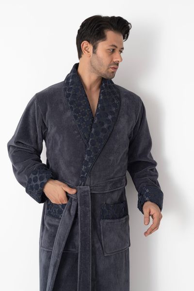 Чоловічий велюровий халат Nusa антрацит L/XL 15165-g фото