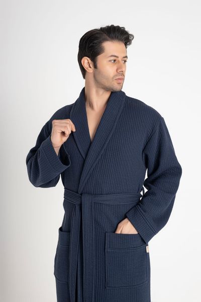 Чоловічий мусліновий халат Nusa синій L/XL 24670-К фото