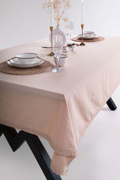 Скатертина з вареної бавовни Limasso French 160&times;220 см. Akdeniz Bej 33231-К фото